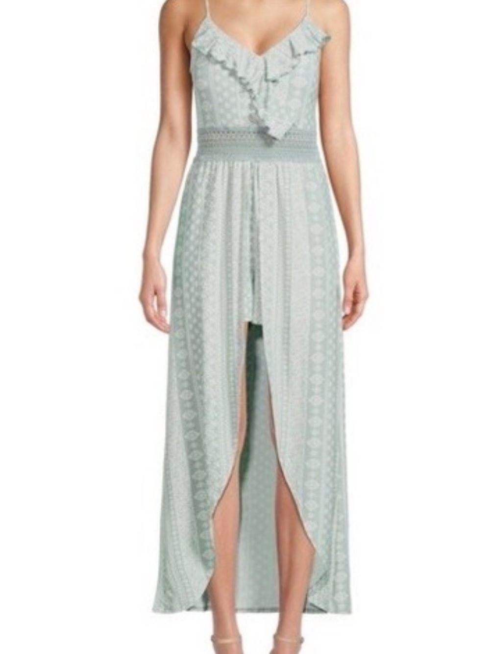 NEW Sleeveless Ruffle Shorts Romper Maxi Dress